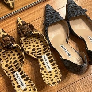 Manolo blahnik animal print mules